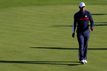 Le golfeur américain Tiger Woods s'est entraîné ce matin sur les greens du Golf national de Saint-Quentin-en-Yvelines en vue de la Ryder Cup.