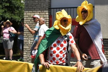 Des spectateurs déguisés en tournesol, à Cholet le 9 juillet. 