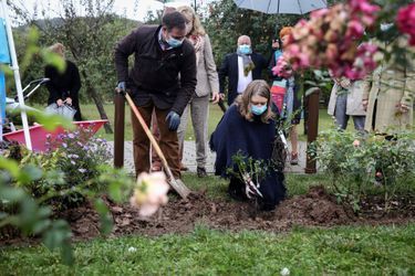 La princesse Stéphanie et le prince héritier Guillaume de Luxembourg, à Schuttrange le 5 octobre 2020