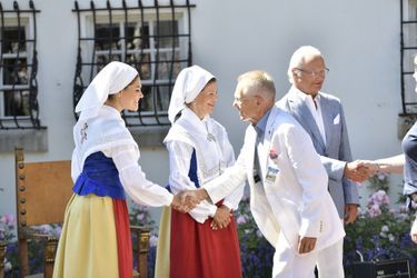 La princesse Victoria, la reine Silvia et le roi Carl XVI Gustaf de Suède au château de Solliden, le 5 juillet 2018 