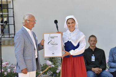 La princesse Victoria et le roi Carl XVI Gustaf de Suède au château de Solliden, le 5 juillet 2018