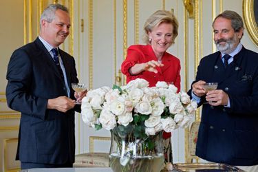 La princesse Astrid de Belgique baptise sa rose Delbard à Bruxelles, le 9 juillet 2018 