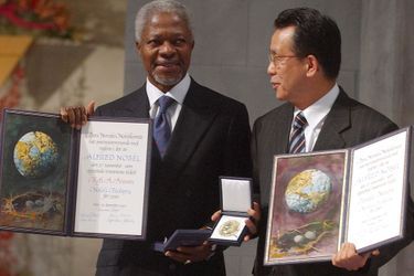 En 2001, lors de la remise de son prix Nobel de la Paix, à Oslo