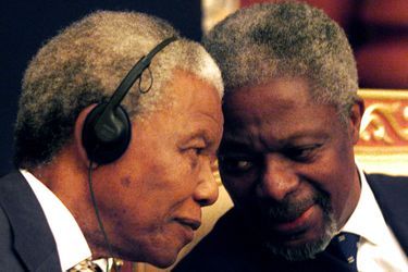 Avec Nelson Mandela en 1998 à Abou Dabi