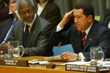 Avec Hugo Chavez en 2003 à New York 