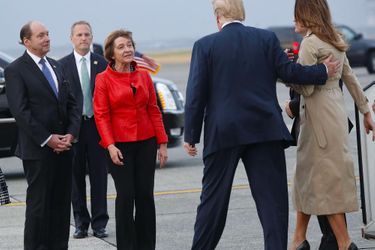 Donald et Melania Trump arrivant à l'aéroport militaire de Bruxelles, le 10 juillet 2018.