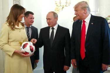 Melania Trump, Vladimir Poutine et Donald Trump à Helsinki, le 16 juillet 2018.