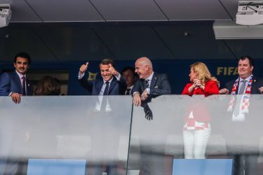 La joie d&#039;Emmanuel Macron lors de France-Croatie