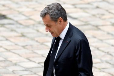 Nicolas Sarkozy aux obsèques de Serge Dassault. 
