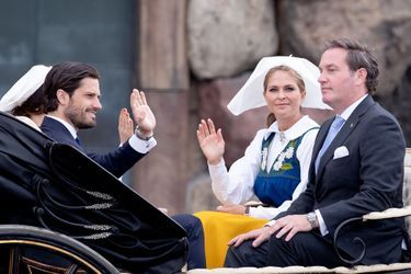 Les princesses Madeleine et Sofia, le prince Carl Philip de Suède et Christopher O'Neill à Stockholm, le 6 juin 2018