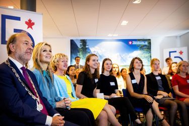 La reine Maxima des Pays-Bas en visite à la Young Lady Business Academy à Heerhugowaard, le 12 juillet 2018
