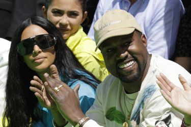 Kim Kardashian et Kanye West au défilé de mode Homme printemps-été 2019 Louis Vuitton, à Paris jeudi