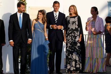 Inaki Urdangarin et la princesse Cristina d'Espagne avec le prince Felipe et les princesses Letizia et Elena, le 25 août 2010