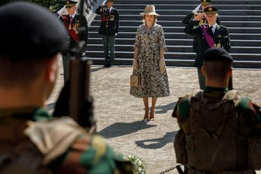La reine Mathilde et le roi des Belges Philippe à Bruxelles, le 8 mai 2020