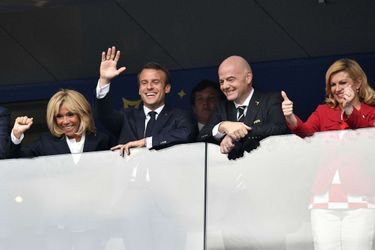 La joie d&#039;Emmanuel Macron lors de France-Croatie