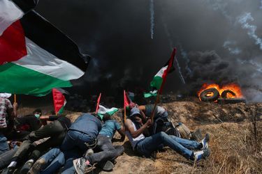 Lors de la manifestation dans la bande de Gaza, le 14 mai 2018.
