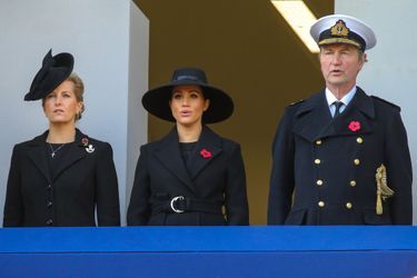 Timothy Laurence avec Sophie de Wessex et Meghan Markle, le 10 novembre 2019