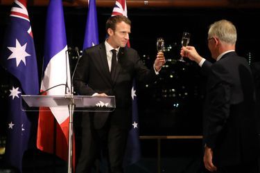 Emmanuel Macron et le Premier ministre australien Malcolm Turnbull. 