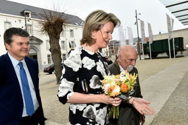 La reine Mathilde de Belgique en visite au Kazerne Dossin à Malines, le 27 mars 2018