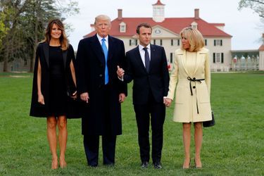 Melania Tump, Donald Trump, Emmanuel Macron et Brigitte Macron à Mount Vernon.