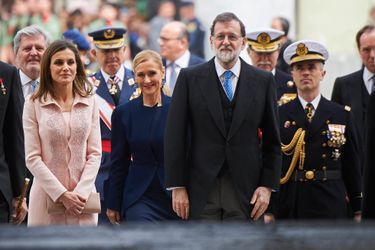 La reine Letizia d&#039;Espagne avec Mariano Rajoy à Alcala de Henares, le 23 avril 2018