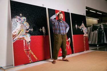 Takashi Murakami, 56 ans, devant un triptyque en hommage à Francis Bacon : « Un artiste bizarre, mais son travail est magnifique. C’est ça qui reste. »
