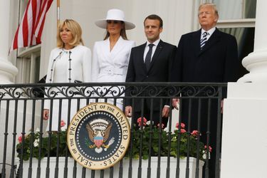 Brigitte Macron, Melania Trump, Emmanuel Macron et Donald Trump mardi à la Maison-Blanche. 