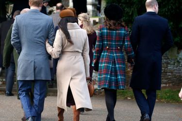 Kate et William, Harry et Meghan à la messe de noël de Sandringham, le 25 décembre 2017.