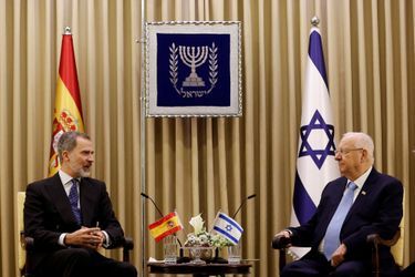 Le roi Felipe VI d'Espagne avec le président israélien Reuven Rivlin à Jérusalem, le 23 janvier 2020