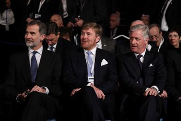 Le roi Felipe VI d'Espagne, le roi Willem-Alexander des Pays-Bas et le le roi des Belges Philippe à Jérusalem, le 23 janvier 2020