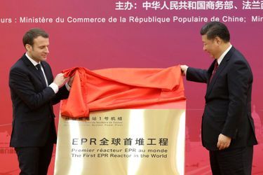 Emmanuel Macron et Xi Jinping mardi à Pékin. L&#039;EPR doit être lancé pour la première fois en Chine dans six mois environ.
