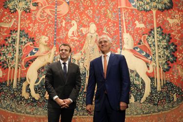Emmanuel Macron et Malcolm Turnbull visitent la Galerie d&#039;art de Nouvelle-Galles du Sud à Sydney. 