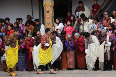 Le roi du Bhoutan et son père à Punakha, le 25 avril 2018