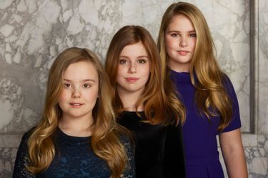 Portrait des princesses Ariane, Alexia et Catharina-Amalia des Pays-Bas, en mars 2018