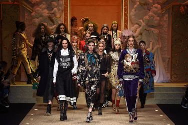 Mannequins Dolce & Gabbana à Milan en février 2018