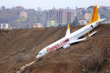 Le Boeing 737 est sortie de la piste de l&#039;aéroport de Trabzon, en Turquie.