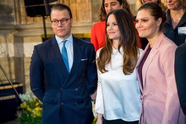 Les princesses Sofia et Victoria de Suède et le prince consort Daniel à Stockholm, le 11 avril 2018