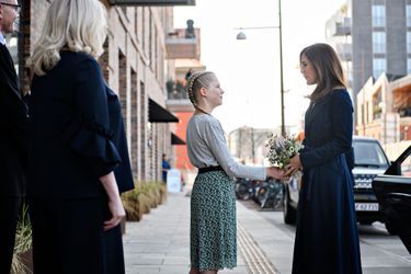 La princesse Mary de Danemark dans le quartier Nordhavn à Copenhague, le 12 avril 2018