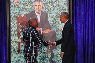 Kehinde Wiley et Barack Obama à Washington, le 12 février 2018.