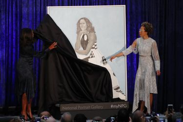 Amy Sherald et Michelle Obama à Washington, le 12 février 2018.