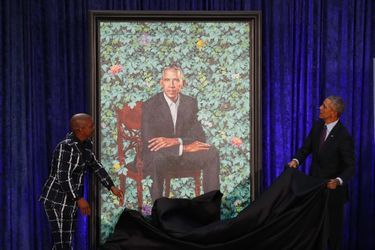 Kehinde Wiley et Barack Obama à Washington, le 12 février 2018.