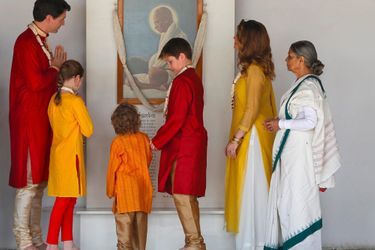 Le Premier ministre canadien Justin Trudeau et sa famille à l&#039;ashram de Sabarmati, le 19 février 2018.