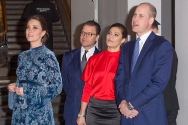 La duchesse de Cambridge et le prince William avec la princesse Victoria et le prince Daniel de Suède à Stockholm, le 31 janvier 2018