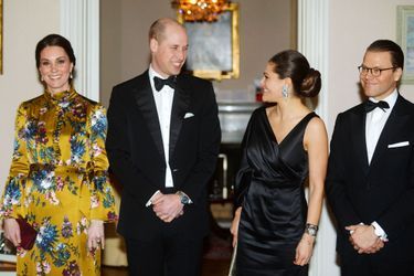 La duchesse Catherine de Cambridge et le prince William avec la princesse Victoria de Suède et le prince consort Daniel à Stockholm, le 30 janvier 2018