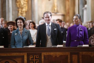 La reine Silvia et la princesse Victoria de Suède avec Christopher O'Neill à Stockholm, le 12 mars 2018
