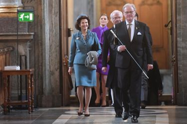 La reine Silvia et le roi Carl XVI Gustaf de Suède à Stockholm, le 12 mars 2018