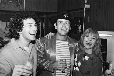 Avec Michel Berger et Elton John dans les coulisses du Palais des Sports en 1981.
