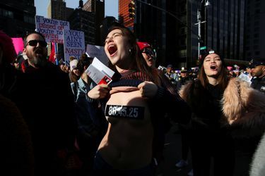 A la Women&#039;s March (la «Marche des Femmes») de New York, le 20 janvier 2018.