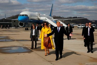 Donald et Melania Trump arrivant dans l'Ohio, le 5 février 2018.