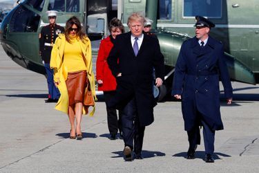 Donald et Melania Trump avant d'embarquer à bord d'Air Force One, le 5 février 2018.